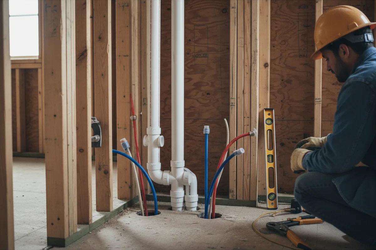 Drain and supply rough-in during Sump Pump Repair in Bella Vista